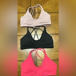 LULULEMON Energy Sz 12 Black Pink Lav Strappy Racerback Sports Athletic Bra Lot